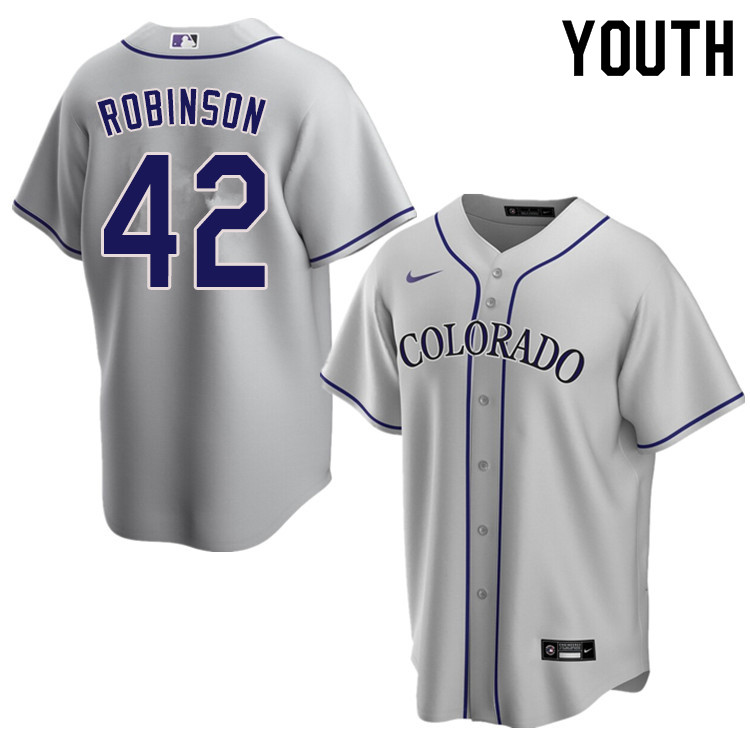 Nike Youth #42 Jackie Robinson Colorado Rockies Baseball Jerseys Sale-Gray - Click Image to Close